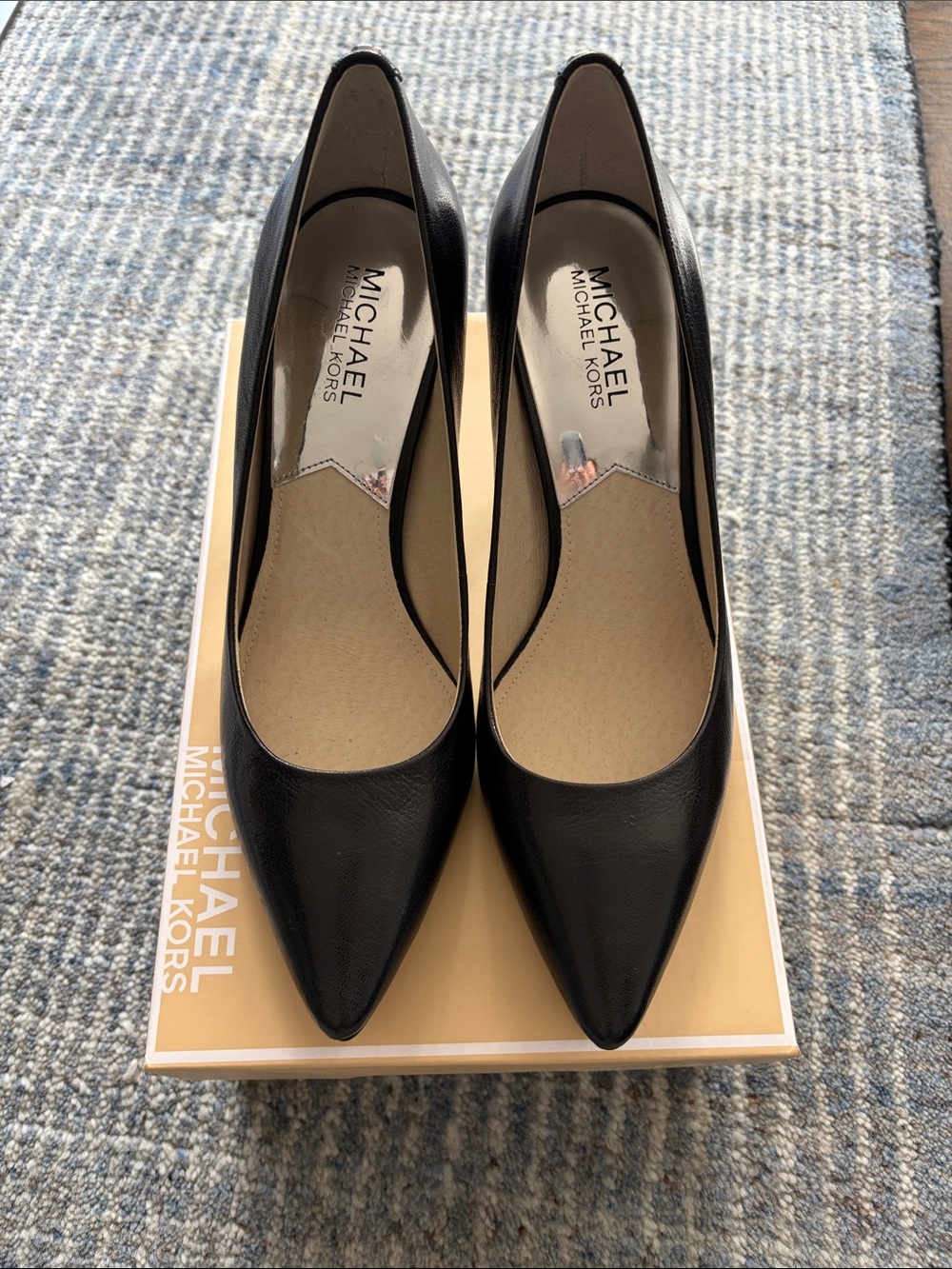 Michael Kors Black Pointed-Toe Leather Pumps